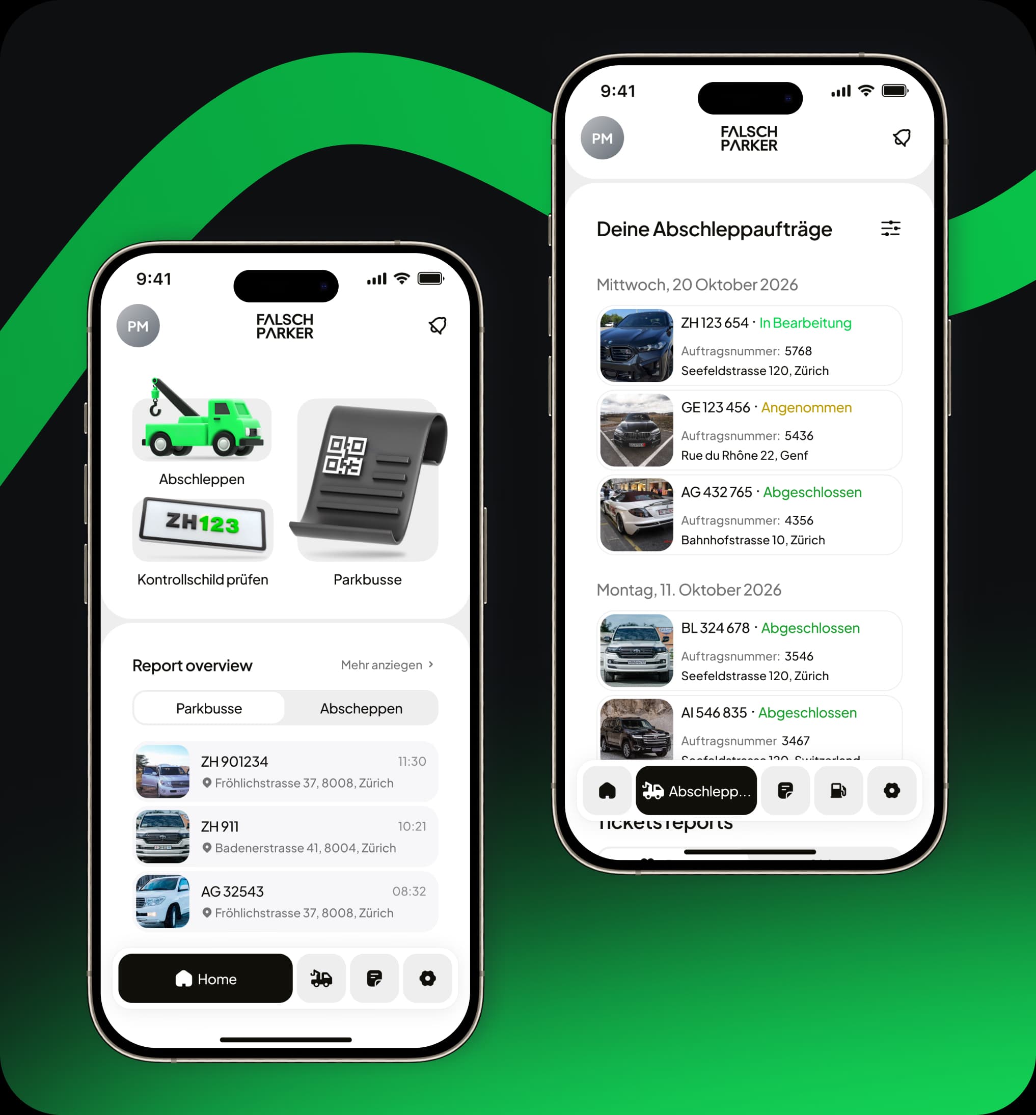 FalschParker App auf zwei Smartphones