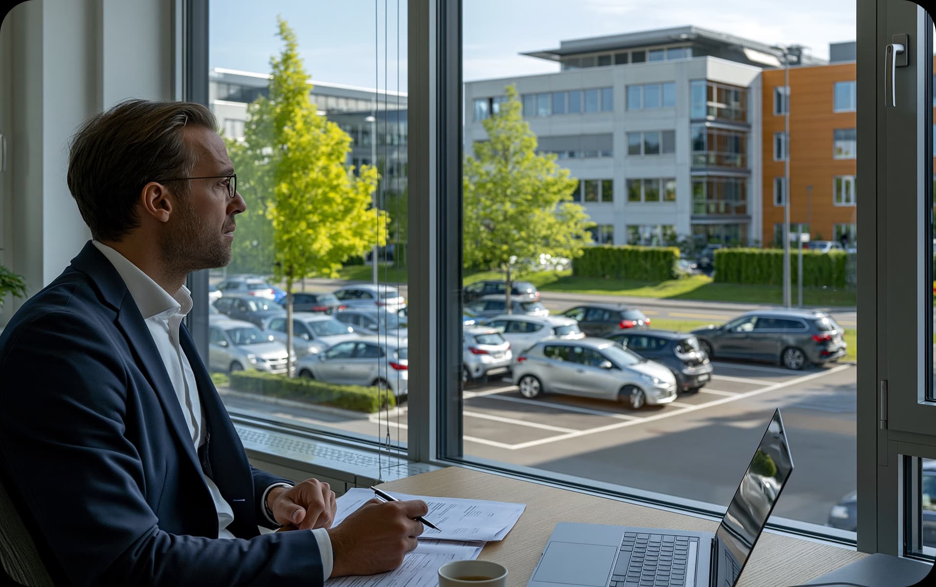 Person geht über einen Parkplatz zu ihrem Fahrzeug