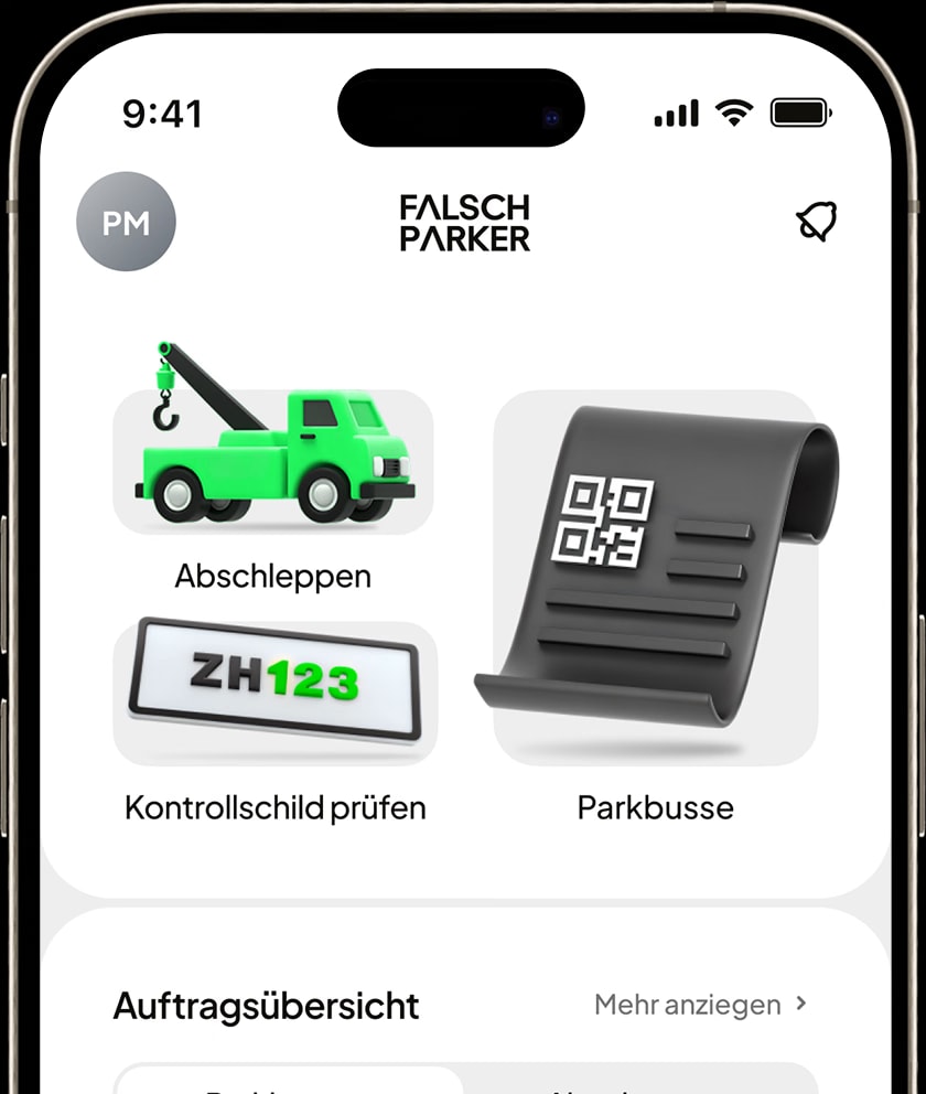 FalschParker App scannt das Kontrollschild eines Fahrzeugs