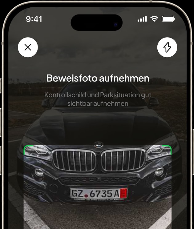 FalschParker App: Beweisfoto des Fahrzeugs aufnehmen