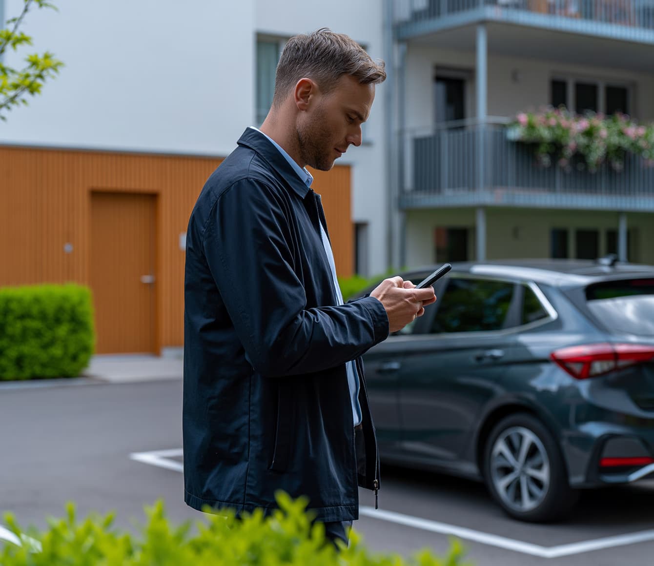 Personne vérifiant une indemnité forfaitaire sur son smartphone