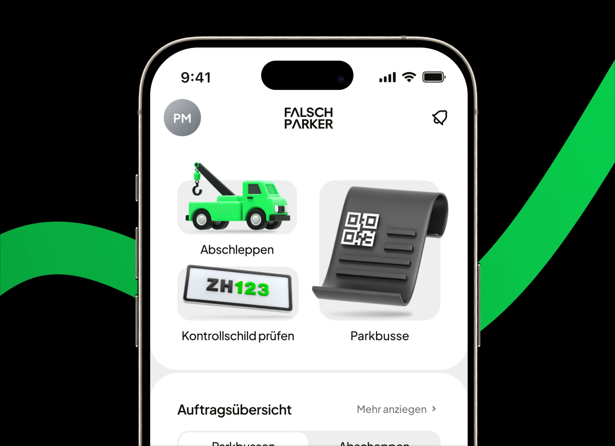 App FalschParker configurée sur le smartphone